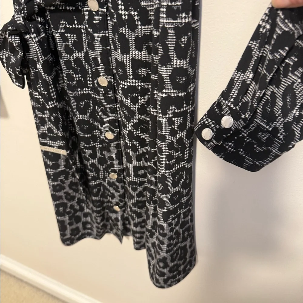 Michael Kors Gray Animal Print Long Sleeve Dress